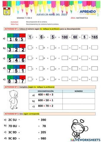 Descomposición de la centena
