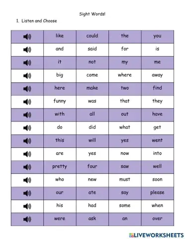 Sight Words Review