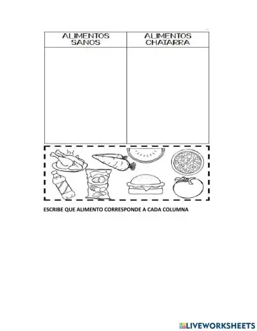 Alimentos Saludables y No Saludables