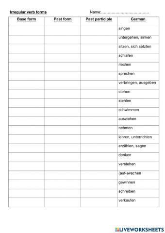 Irregular verbs