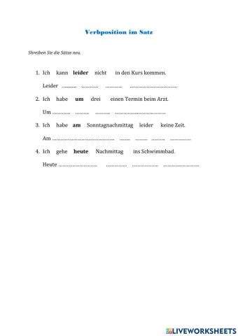 Verbposition im Satz