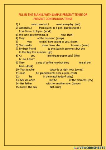 Present continuous tense