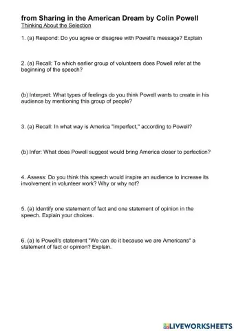 From Sharing in the American Dream by Colin Powell