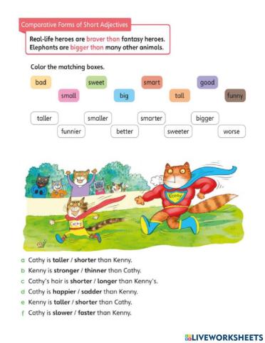 Comparative forms of short adjectives