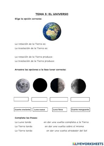 Movimientos terrestres y la Luna