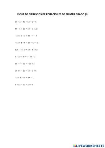 ECUACIONES DE PRIMER GRADO (I)
