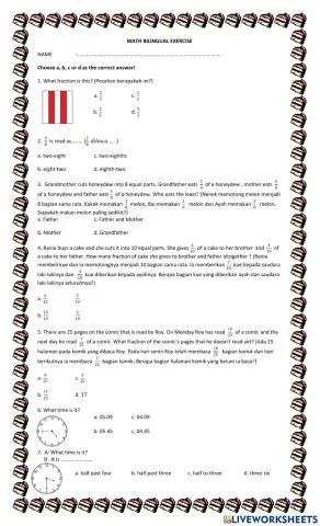 Math bilingual exercise