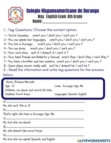 Tag questions and chat slangs