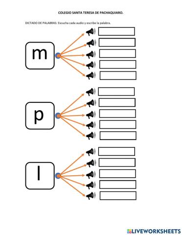 Dictado de palabras.