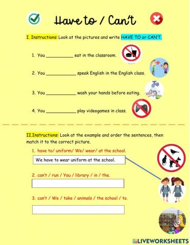 HAVE TO AND CAN'T - RULES