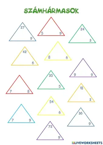 Számhármasok 2. osztály 3.
