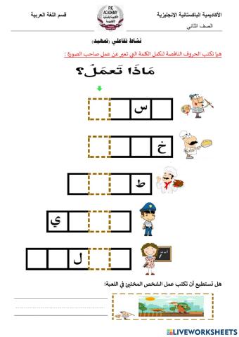 ماذا تعمل - نشاط تمهيدي
