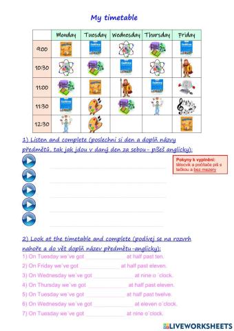 Chit Chat 2 - My timetable