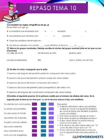 Repaso Lengua Tema 10