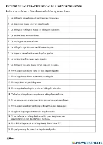 Caracteristicas de algunos polígonos