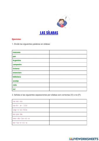 Separación en sílabas