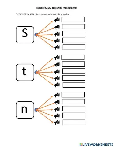 Dictado de palabras.