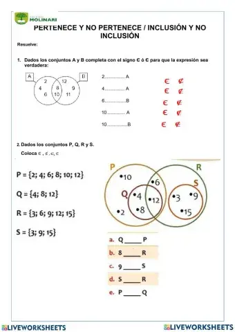 Pertenencia e inclusión de conjuntos