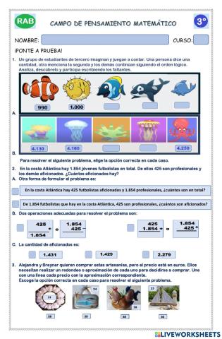 Problemas aditivos y ubicación en el plano