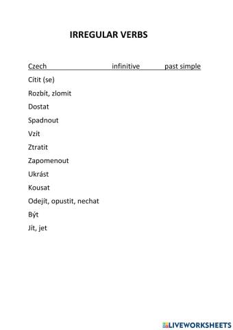 Irregular verbs Project 2 U3