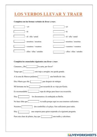 Los verbos llevar y traer