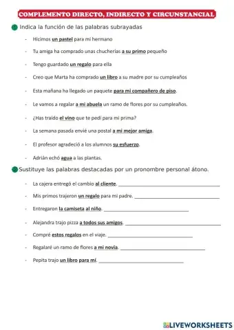 Complementos del predicado verbal