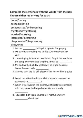 Adjectives -ed or -ing