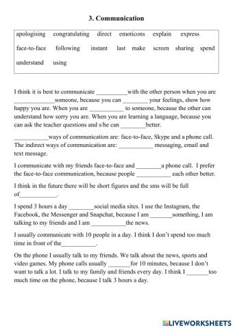 Topic 3: communicating