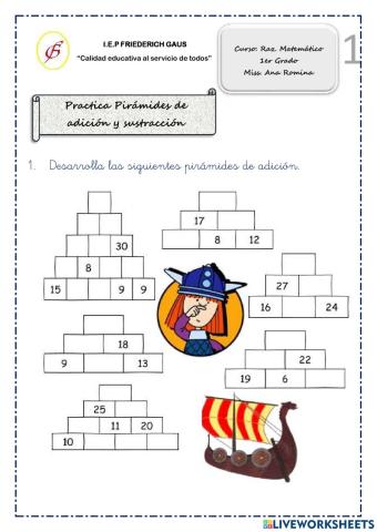 Pramides de adicion y sustraccion