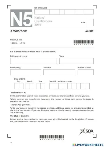 N5 Music 2015 Paper Part 2