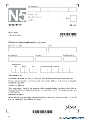 N5 Music 2015 Paper Part 2