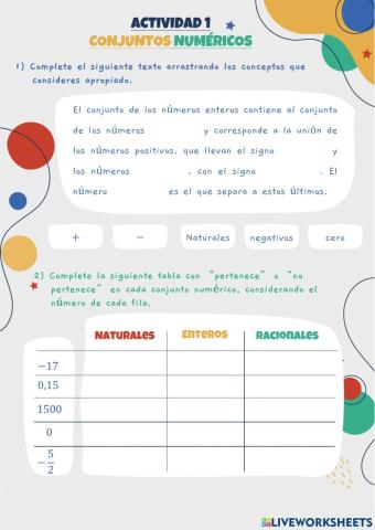 ACTIVIDAD 1 - Conjuntos numéricos