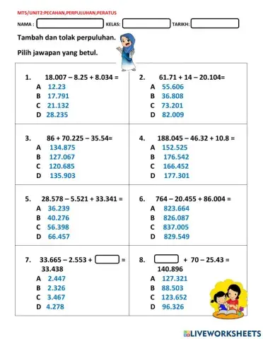 Operasi Beragbung Tambah dan Tolak Perpuluhan