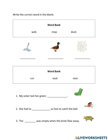 Phonics Writing Practice 2: Short e, o, u