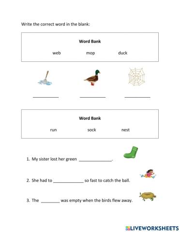 Phonics Writing Practice 2: Short e, o, u
