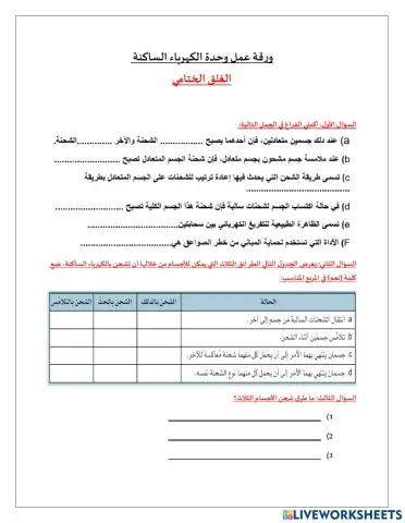 غلق الكهرباء الساكنة