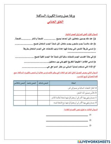 غلق الكهرباء الساكنة