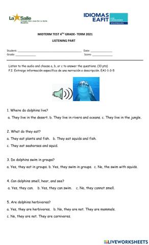 Mid term Exam-Listening Second term2021