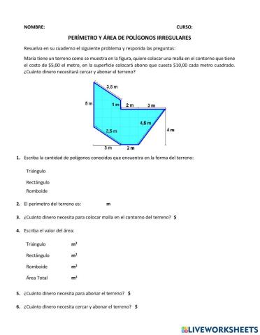 Perímetro y área de polígonos irregulares