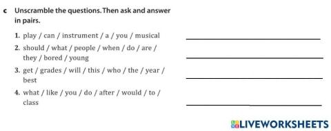 Modals. Unscramble the questions.