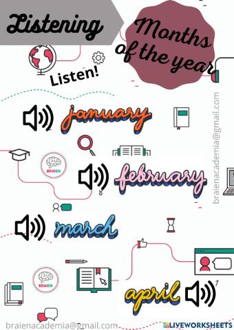 Months of the year. Listening