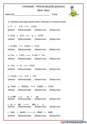 Tipos de reação química
