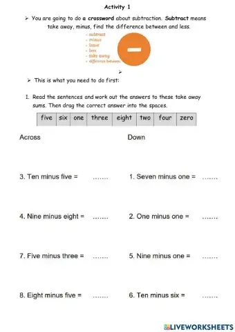 Subtraction Crossword