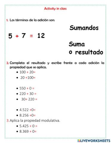 Propiedades de la adición
