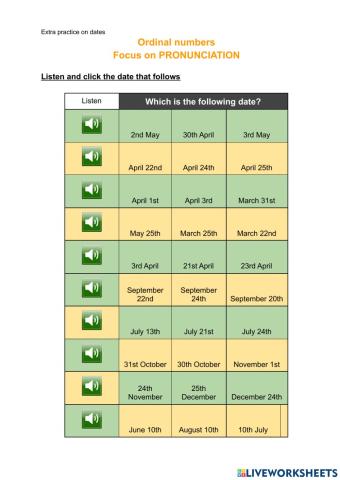 Ordinal numbers in dates