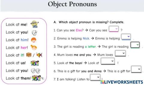 Objective pronouns