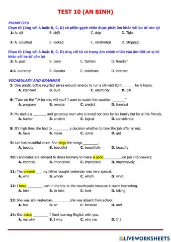 tuyen sinh 10 test 10