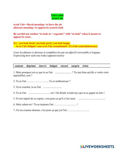 Entre amis , avoir l-air