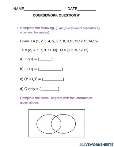 Coursework -1 Venn Diagrams