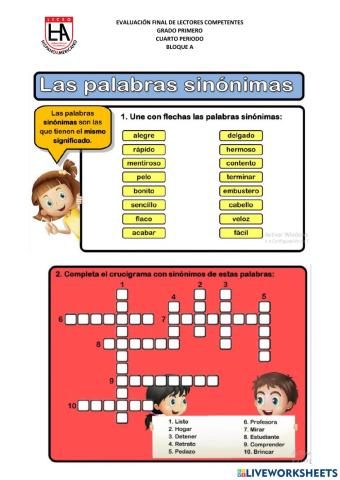 Sinónimos, sustantivos, adjetivos y verbos